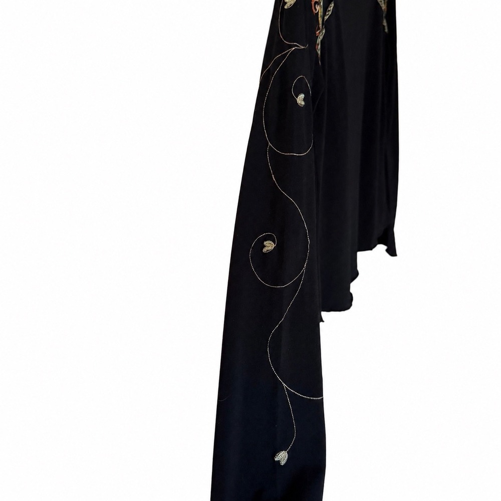 Tristan & Iseut Women Black Embroidered Long Sleeve Top Small Boho Vintage Y2K - Picture 3 of 8